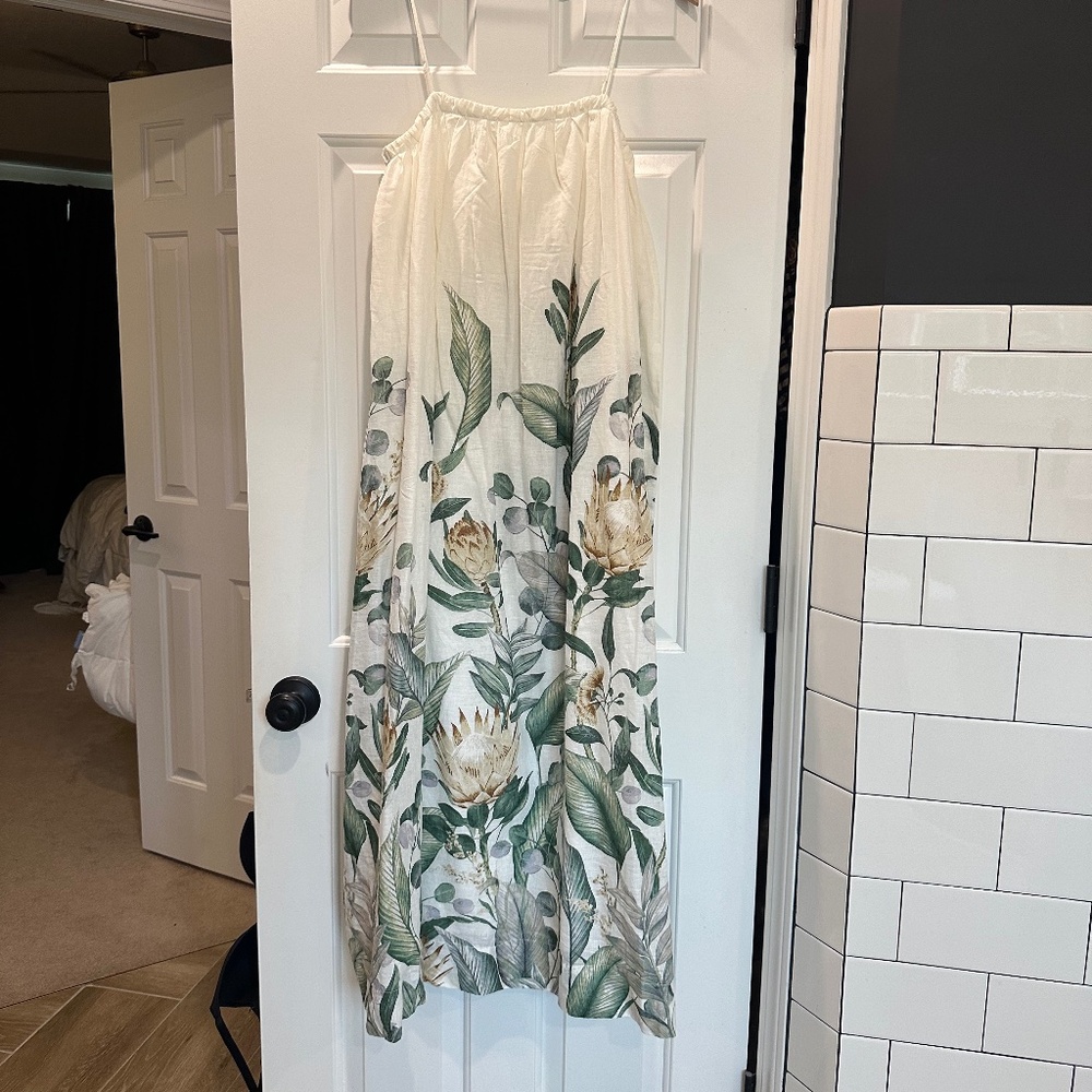 H&M Tropical Linen Maxi Dress -S